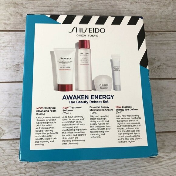 SHISEIDO 4-Pc. Awaken Energy Beauty Reboot Set Cleanser Moisturizer Eye - Picture 6 of 7